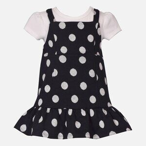 3-6 mo girls Bonnie Jean black & white polka dot Paige knit jumper dress set